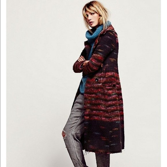 Free People Small Every Minute Wool Maxi Coat Black Trench Duster maxi - Picture 2 of 10